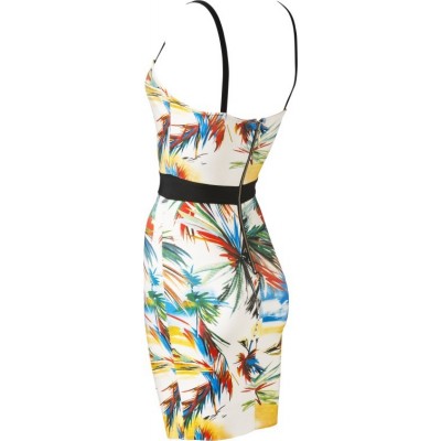 'Aliyah' bandage jurk met tropische print